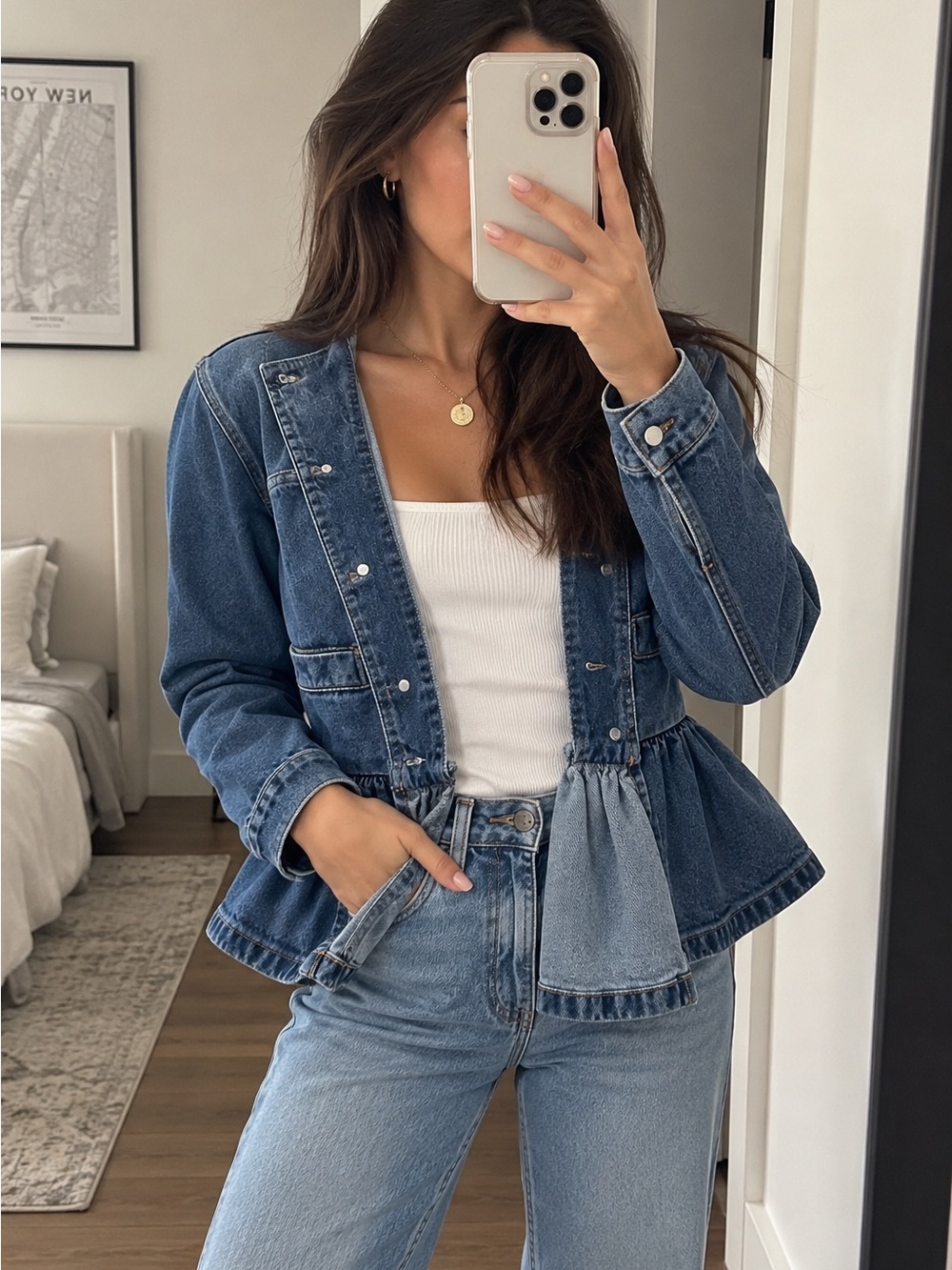 Steve Madden Abigale Denim Peplum Jacket